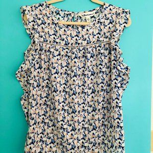 Tantrums Floral Print Butterfly Sleeve Blouse